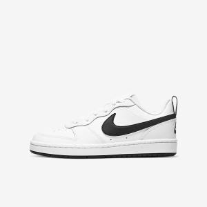 Trampki Dziecięce Nike Court Borough Low 2 Older Białe Czarne | NK563SBY