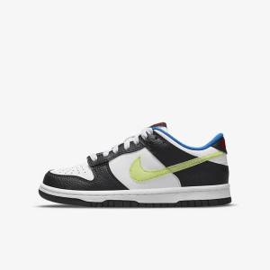 Trampki Dziecięce Nike Dunk Low Older Białe Czarne Niebieskie Głęboka Cytrynowy | NK402XZY