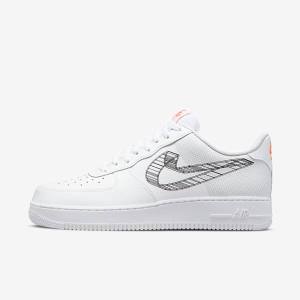 Trampki Męskie Nike Air Force 1 07 Białe Pomarańczowe Platyna Czarne | NK493IMW