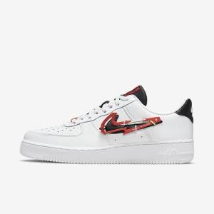 Trampki Męskie Nike Air Force 1 07 Premium Białe Bordowe Czerwone Czarne | NK371EVY