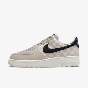 Trampki Męskie Nike Air Force 1 07 QS Kremowe Czarne Czarne | NK368ZYH