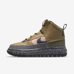 Trampki Męskie Nike Air Force 1 Boot Brązowe Oliwkowe Różowe | NK425HBC