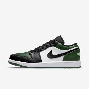 Trampki Męskie Nike Air Jordan 1 Low Zielone Białe Czarne | NK491ELF