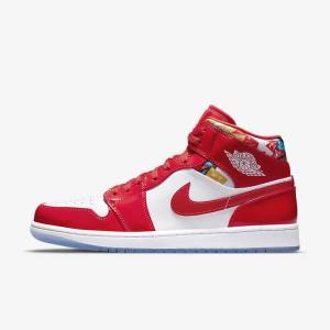 Trampki Męskie Nike Air Jordan 1 Mid SE Czerwone Granatowe Białe | NK147QIX