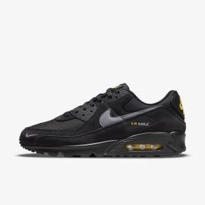 Trampki Męskie Nike Air Max 90 Czarne Żółte Metal Szare | NK582RAS