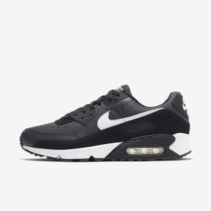 Trampki Męskie Nike Air Max 90 Szare Ciemny Szare Czarne Białe | NK463VEW