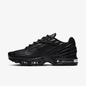 Trampki Męskie Nike Air Max Plus 3 Skórzane Czarne Ciemny Szare | NK305IGF