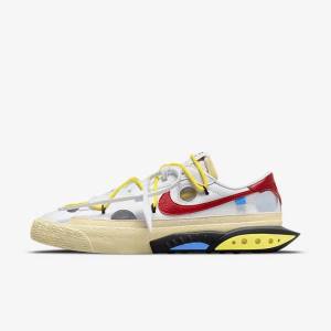 Trampki Męskie Nike Blazer Low 77 x Off-White™ Białe Żółte Khaki Czerwone | NK892IDV