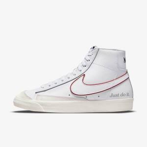 Trampki Męskie Nike Blazer Mid 77 Białe Zielone Metal Srebrne Czerwone | NK237VEX