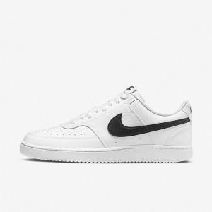 Trampki Męskie Nike Court Vision Low Next Nature Białe Czarne | NK682HXA